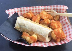 Burrito and spicy wings at Bia Kitchen Vegan Diner - Food Stall in Norwich