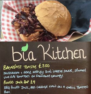 The legendary Pulled Jack Bap at Bia Kitchen Vegan Diner - Food Stall in Norwich