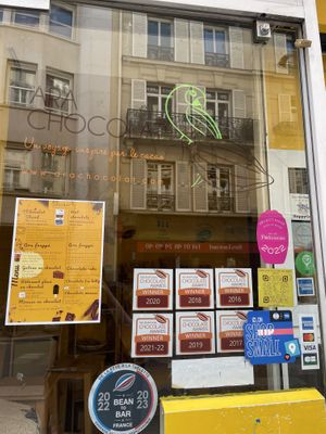 Shop door  at Ara Chocolat in Paris