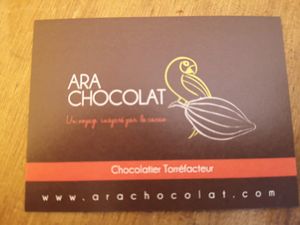 Business card at Ara Chocolat in Paris