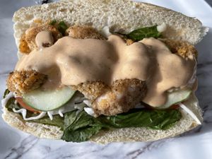 Shrimp Po'Boy!  at Half-Peach Bakery & Cafe in Louisville
