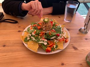 Best nachos ever! at Half-Peach Bakery & Cafe in Louisville