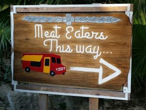 funny signage at Charly's Vegan Tacos - Food Truck in Tulum