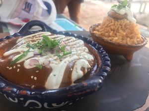 Enmolada Poblano at Charly's Vegan Tacos - Food Truck in Tulum