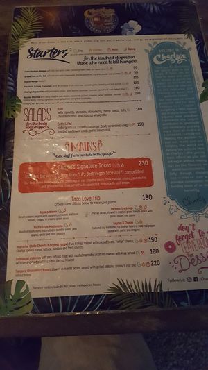 Menu at Charly's Vegan Tacos - Food Truck in Tulum