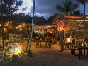 Night shot at Charly's Vegan Tacos - Food Truck in Tulum