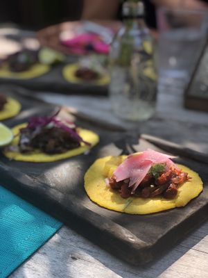 3 different tacos at Charly's Vegan Tacos - Food Truck in Tulum