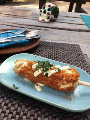 corn on the cob (elote) 😍 at Charly's Vegan Tacos - Food Truck in Tulum