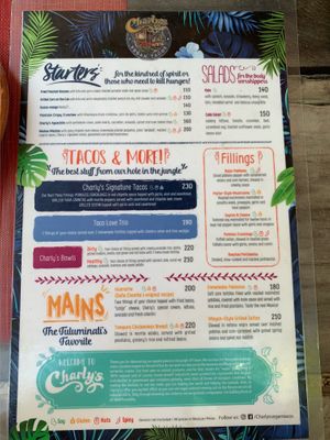 English menu at Charly's Vegan Tacos - Food Truck in Tulum