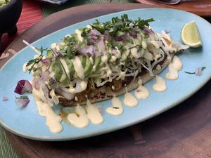 Huarache at Charly's Vegan Tacos - Food Truck in Tulum