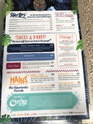 Menu January 2020 at Charly's Vegan Tacos - Food Truck in Tulum