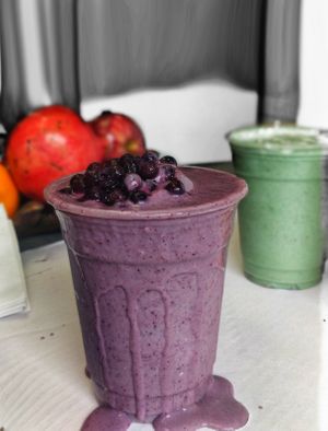 2 smoothies available all year round this is the  Very berry smoothie, the other extremely popular vegan smoothie is the tangy mango smoothie !  at Veggie Flames in Mississauga