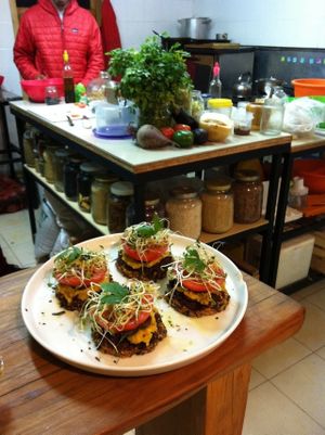 Raw cosmic pizzas! at Curcuma in El Chalten