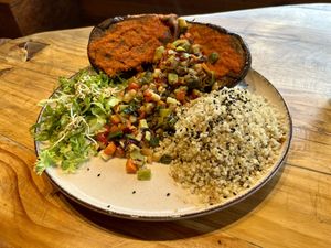 Eggplant with quinoa and veggies  at Curcuma in El Chalten