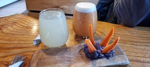 Juices and free entree while you wait for your meal. at Curcuma in El Chalten