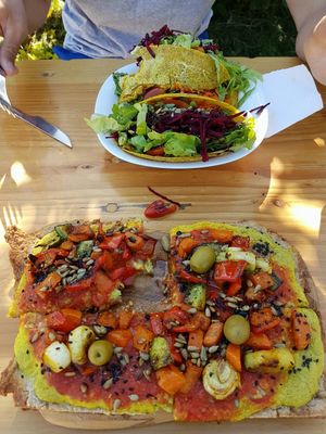 Pizza and burrito  at Curcuma in El Chalten