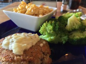 vegan crab cakes at Root in Lancaster