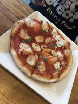 Pizza- white sauce butternut squash , kale and chickpeas
  at Root in Lancaster