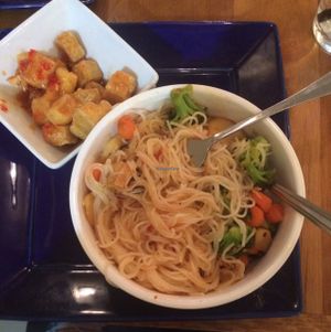 Super yummy rice noodles & tofu at Root in Lancaster