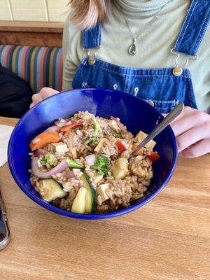 Jerk rice with veggies and tofu   at Root in Lancaster