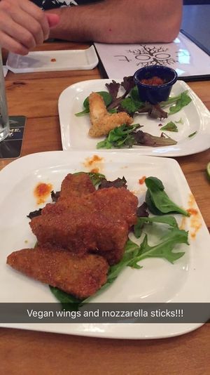 Vegan wings and mozzarella sticks! at Root in Lancaster