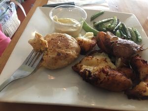 Seafood cake at Root in Lancaster