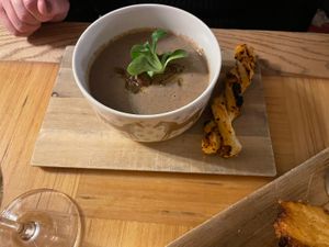 Mushroom soup  at Kohvik Must Puudel in Tallinn