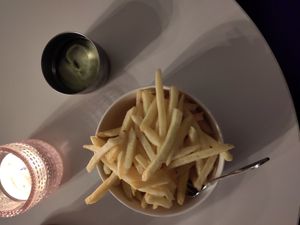 French fries at Kohvik Must Puudel in Tallinn