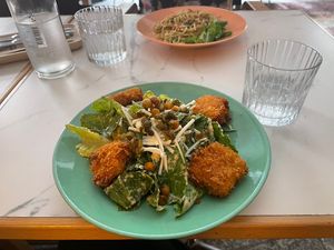 Cesar salad  at Kohvik Must Puudel in Tallinn