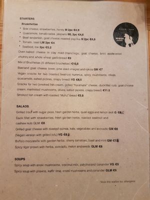 menu as at October 2017 at Kohvik Must Puudel in Tallinn