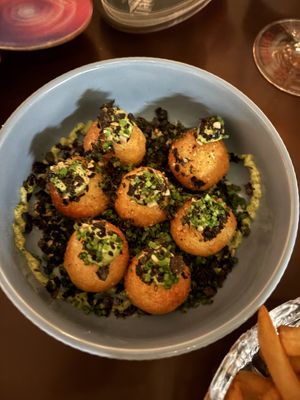 Potato balls  at Kohvik Must Puudel in Tallinn