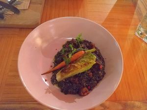 Delicious quinoa risotto with chestnuts #quinoa #chestnuts  at Kohvik Must Puudel in Tallinn