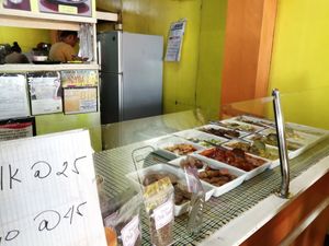 Varied selection of dishes with and without veggie meat at Veggie Delight in Iloilo City