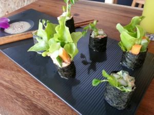 raw sushi at Yogi Cafe - Zen Retreat in Koh Samui