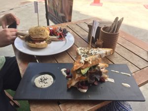 Chickpea Burger & Vegan Sandwich at Yogi Cafe - Zen Retreat in Koh Samui