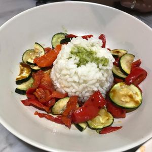 Delicious rice with vegetables at Mini Circular Bar in Valladolid