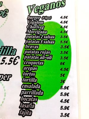 La carta  at Mini Circular Bar in Valladolid