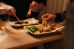 Caponata with bread at Make No Bones in Sheffield