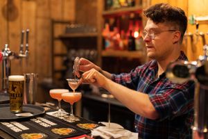 Vegan cocktails being made at The Old Workshop, home of Make No Bones vegan kitchen at Make No Bones in Sheffield