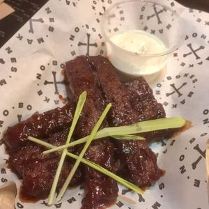 Delicious vegan ribs at Make No Bones in Sheffield