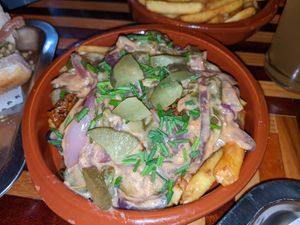 Philly cheesesteak loaded fries at Make No Bones in Sheffield