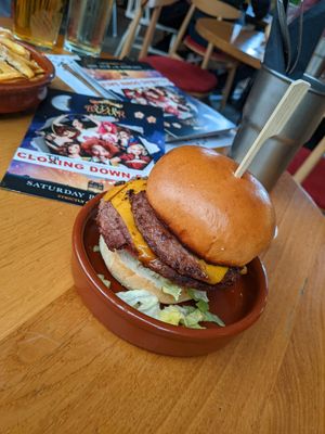 Vegan cheeseburger at Make No Bones in Sheffield