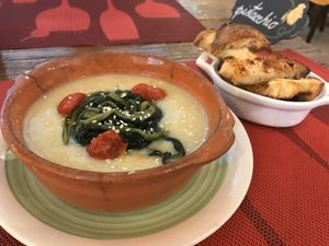Purée fava beans and chicory  at Fior di Cucuzza in Matera
