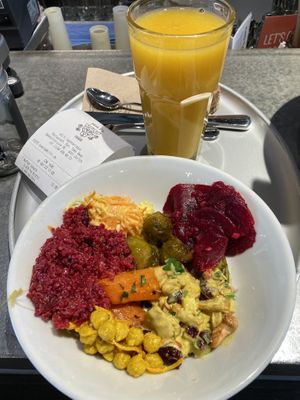 Salad and healthy drink #Veganuary at Hiltl - Dachterrasse in Zurich