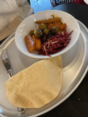 Salad with Papadum bread  #Veganuary at Hiltl - Dachterrasse in Zurich