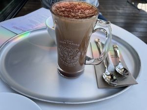 Vegan hot chocolate with espresso shot  at Hiltl - Dachterrasse in Zurich