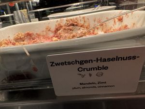 plum crumble  at Hiltl - Dachterrasse in Zurich