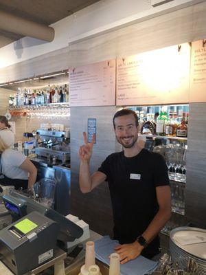 Josh, the manager and vegan 👌🏼 at Hiltl - Dachterrasse in Zurich