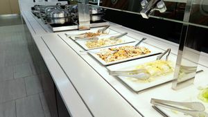 excerpt of buffet table at Seoul National University Vegan Buffet 서울대학교 채식뷔페 in Seoul