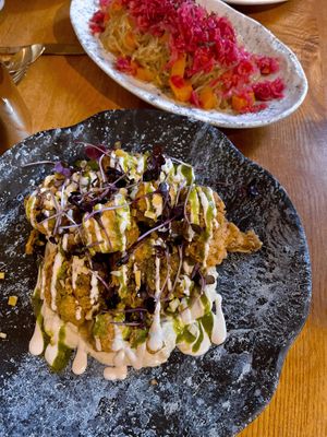 KFC cauliflower and noodle dish   at Secret Creek Cafe in Lithgow
